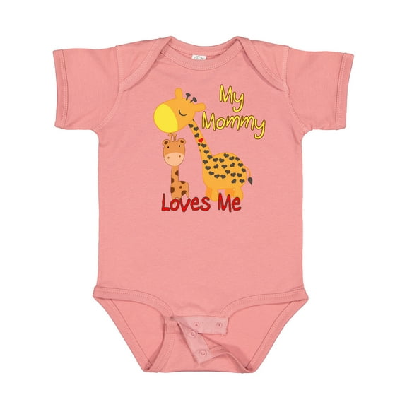 Inktastic My Mommy Loves Me Giraffe Boys or Girls Baby Bodysuit