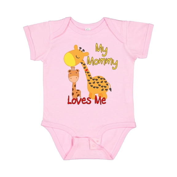 Inktastic My Mommy Loves Me Giraffe Boys or Girls Baby Bodysuit