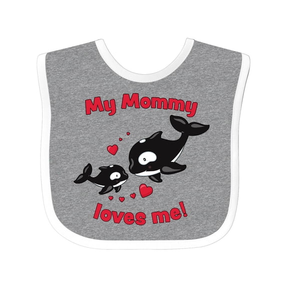 Inktastic My Mommy Loves Me Orca Baby Boys or Girls Baby Bib