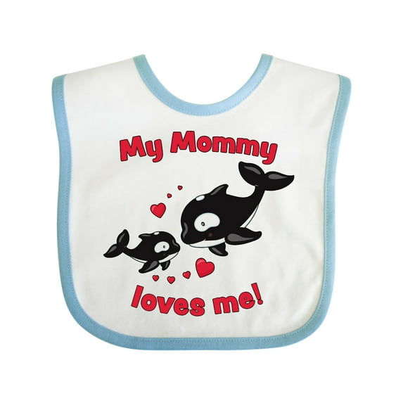 Inktastic My Mommy Loves Me Orca Baby Boys or Girls Baby Bib