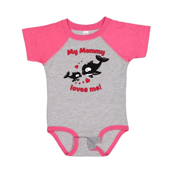Inktastic My Mommy Loves Me Orca Baby Boys or Girls Baby Bodysuit