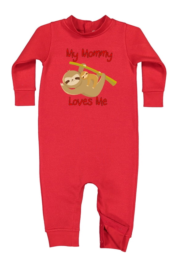 My Mommy Loves Me Sloth Baby Fleece Romper