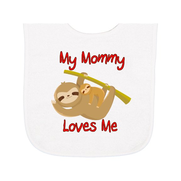 Inktastic My Mommy Loves Me Sloth Baby Terry Cloth Bib
