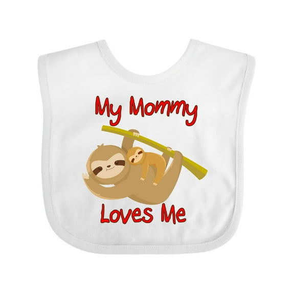 Inktastic My Mommy Loves Me Sloth Boys or Girls Baby Bib