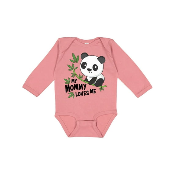 Inktastic My Mommy Loves Me- cute panda Boys or Girls Long Sleeve Baby Bodysuit