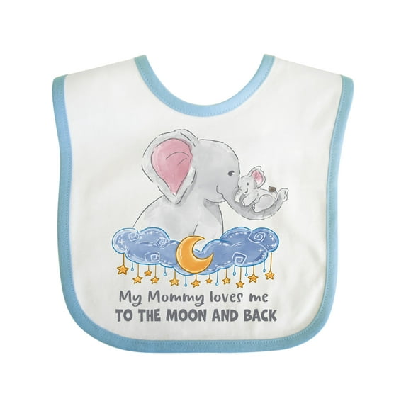 Inktastic My Mommy Loves Me to the Moon and Back Elephant Family Boys or Girls Baby Bib