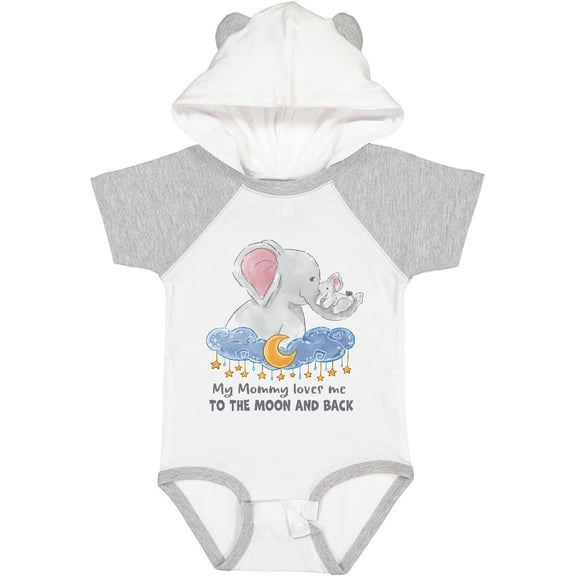 Inktastic My Mommy Loves Me to the Moon and Back Elephant Family Boys or Girls Baby Bodysuit