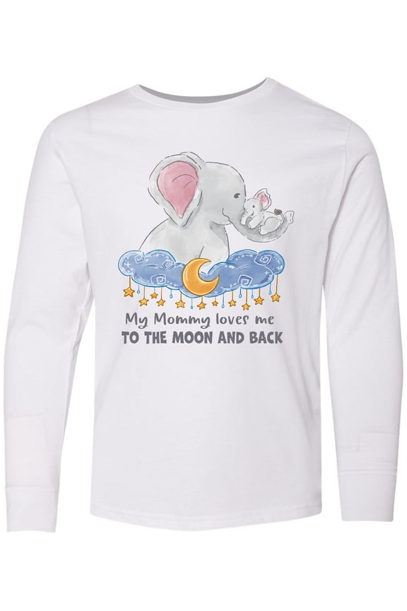 My Mommy Loves me to the Moon and Back Elephant Family Long Sleeve Youth T-Shirt