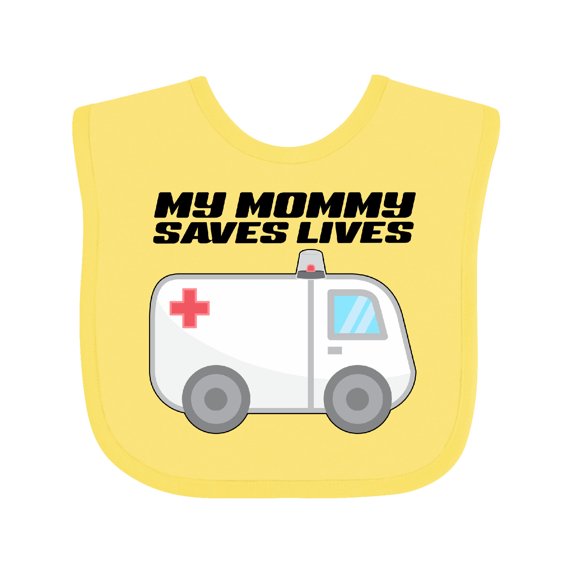 Inktastic My Mommy Saves Lives Ambulance Boys or Girls Baby Bib