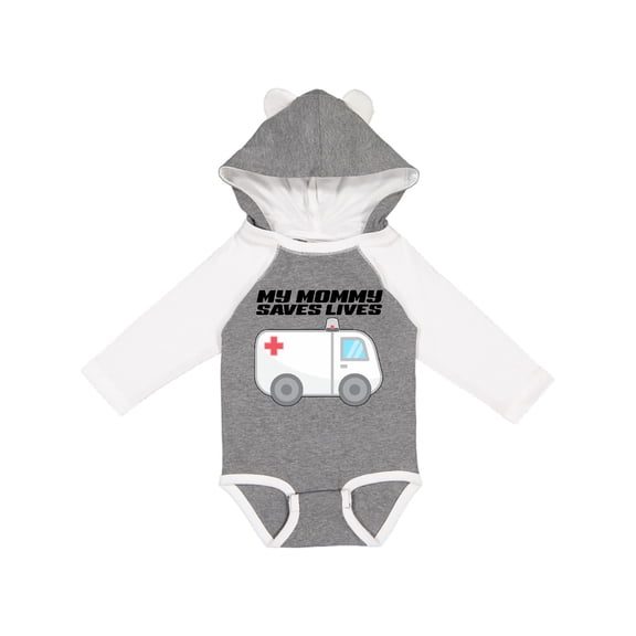 Inktastic My Mommy Saves Lives Ambulance Boys or Girls Long Sleeve Baby Bodysuit