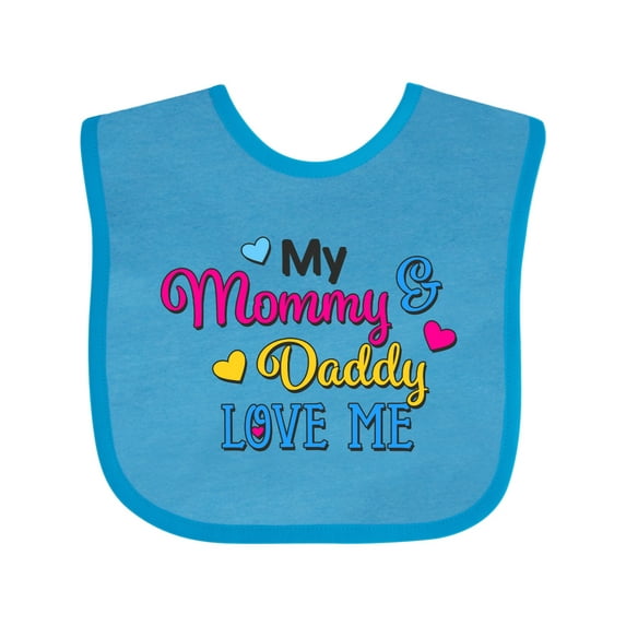 Inktastic My Mommy and Daddy Love Me with Hearts Boys or Girls Baby Bib