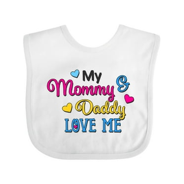 Inktastic My Mommy and Daddy Love Me with Hearts Boys or Girls Baby Bib