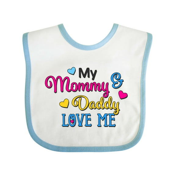 Inktastic My Mommy and Daddy Love Me with Hearts Boys or Girls Baby Bib