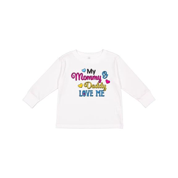Inktastic My Mommy and Daddy Love Me with Hearts Boys or Girls Long Sleeve Toddler T-Shirt