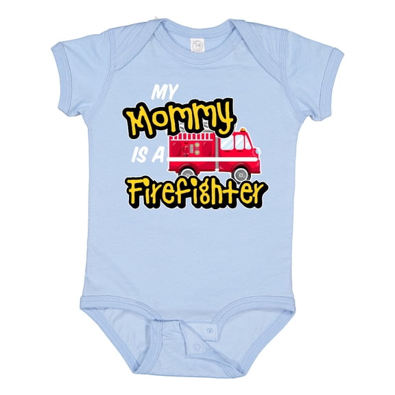 Inktastic My Mommy is a Firefighter with Fire Truck Boys or Girls Baby Bodysuit