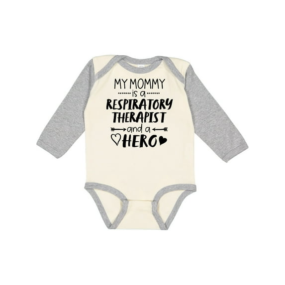 Inktastic My Mommy is a Respiratory Therapist and a Hero Boys or Girls Long Sleeve Baby Bodysuit