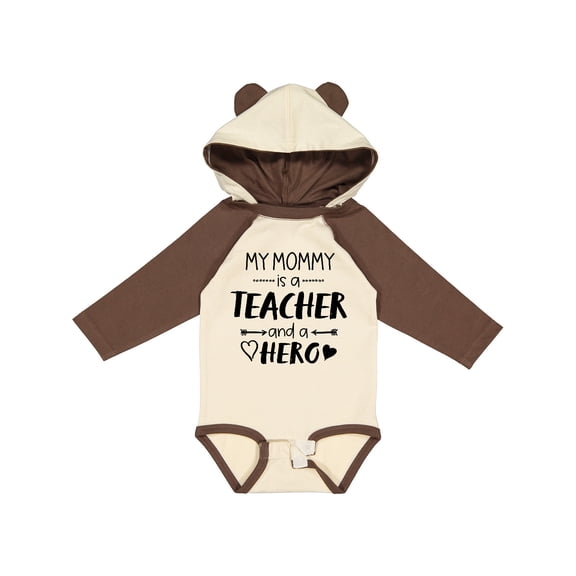 Inktastic My Mommy is a Teacher and a Hero Boys or Girls Long Sleeve Baby Bodysuit