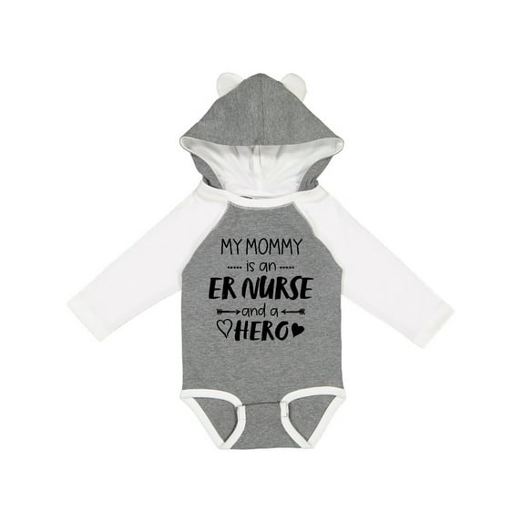 Inktastic My Mommy is an ER Nurse and a Hero Boys or Girls Long Sleeve Baby Bodysuit