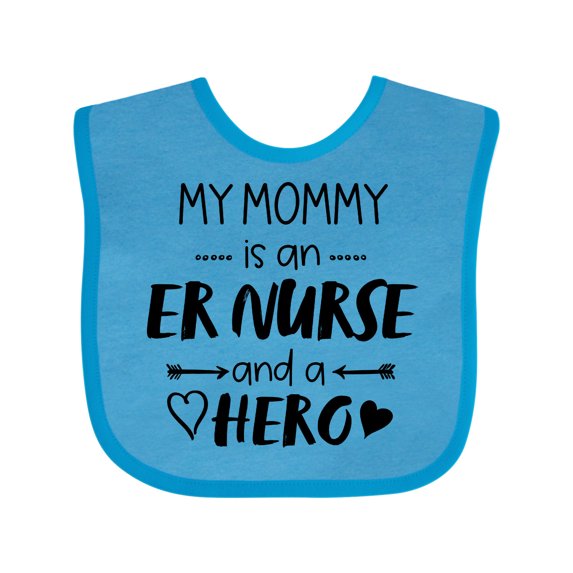 Inktastic My Mommy is an Er Nurse and a Hero Boys or Girls Baby Bib