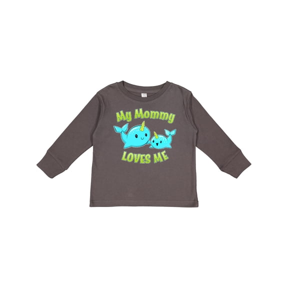 Inktastic My Mommy loves me- cute narwhal Boys or Girls Long Sleeve Toddler T-Shirt