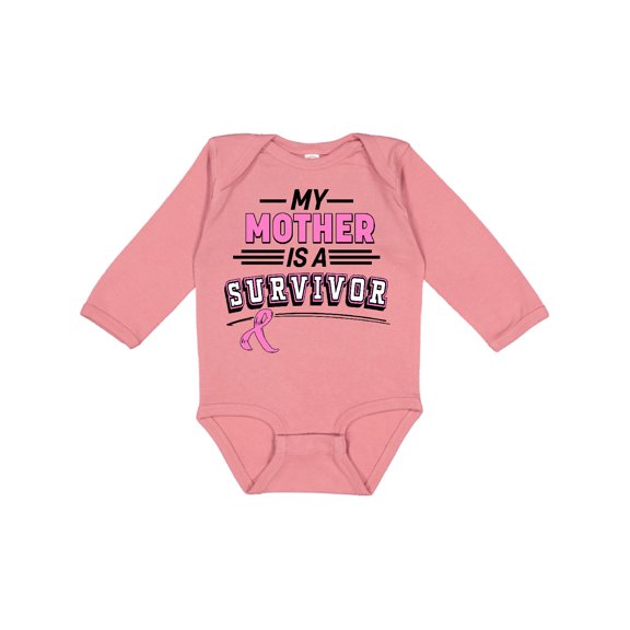 Inktastic My Mother is a Survivor Breast Cancer Awareness Boys or Girls Long Sleeve Baby Bodysuit