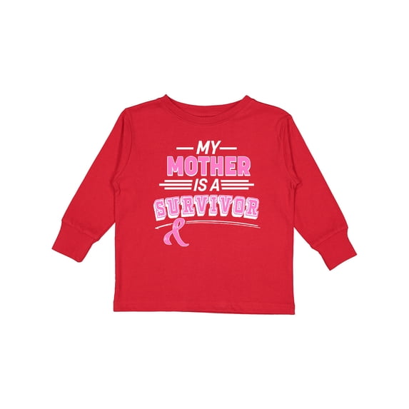 Inktastic My Mother is a Survivor Breast Cancer Awareness Boys or Girls Long Sleeve Toddler T-Shirt