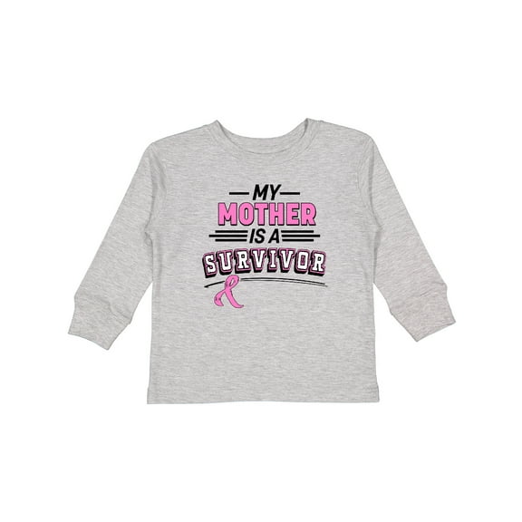 Inktastic My Mother is a Survivor Breast Cancer Awareness Boys or Girls Long Sleeve Toddler T-Shirt