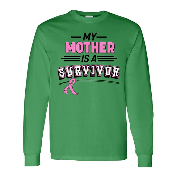 Inktastic My Mother is a Survivor Breast Cancer Awareness Long Sleeve T-Shirt