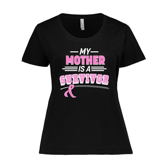 Inktastic My Mother is a Survivor Breast Cancer Awareness Women's Plus Size T-Shirt