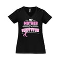 thumbnail image 1 of Inktastic My Mother is a Survivor Breast Cancer Awareness Women's Plus Size V-Neck T-Shirt, 1 of 5