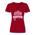 thumbnail image 1 of Inktastic My Mother is a Survivor Breast Cancer Awareness Women's V-Neck T-Shirt, 1 of 5