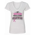 thumbnail image 1 of Inktastic My Mother is a Survivor Breast Cancer Awareness Women's V-Neck T-Shirt, 1 of 5