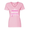 thumbnail image 1 of Inktastic My Mother is a Survivor Breast Cancer Awareness Women's V-Neck T-Shirt, 1 of 5