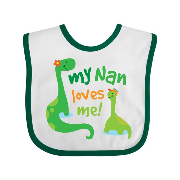 Inktastic My Nan Loves Me Grandson Dinosaur Boys Baby Bib