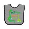 thumbnail image 1 of Inktastic My Nan Loves Me Grandson Dinosaur Boys Baby Bib, 1 of 4