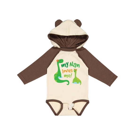 Inktastic My Nan Loves Me Grandson Dinosaur Boys Long Sleeve Baby Bodysuit