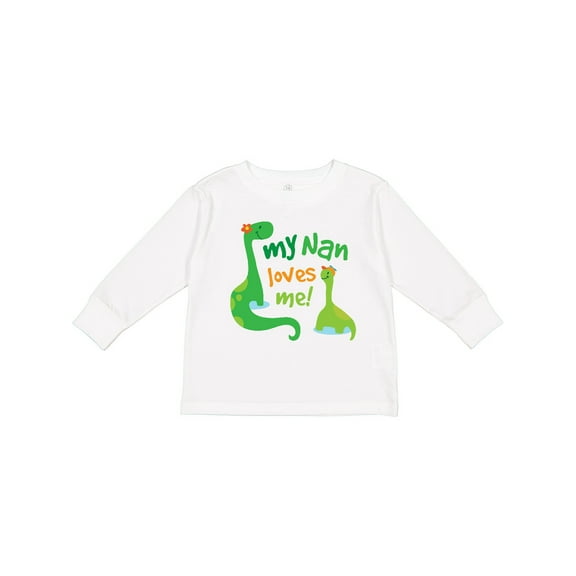 Inktastic My Nan Loves Me Grandson Dinosaur Boys Long Sleeve Toddler T-Shirt