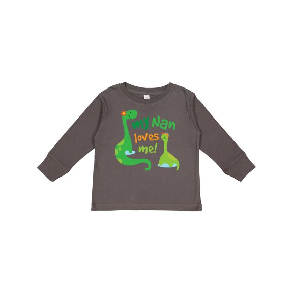 Inktastic My Nan Loves Me Grandson Dinosaur Boys Long Sleeve Toddler T-Shirt