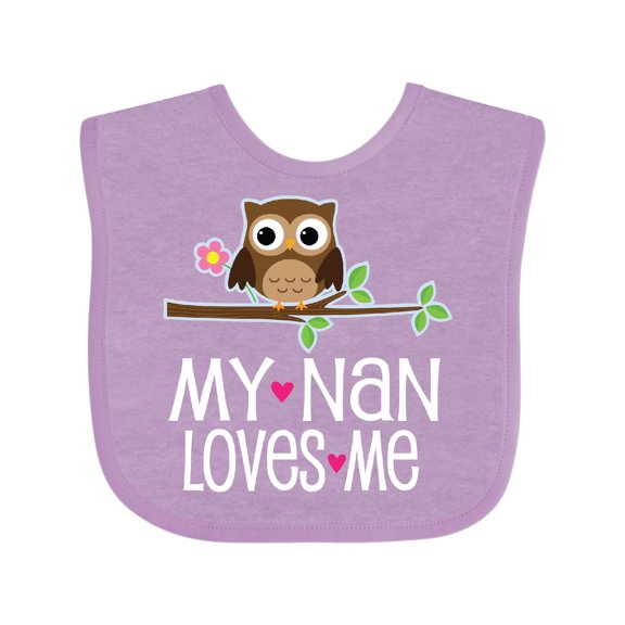 Inktastic My Nan Loves Me Owl Girls Baby Bib