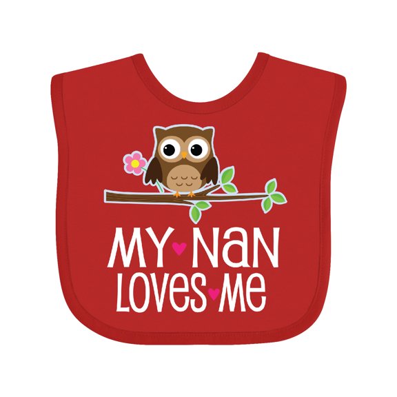 Inktastic My Nan Loves Me Owl Girls Baby Bib
