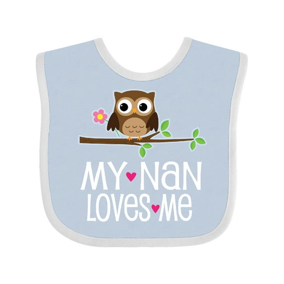 Inktastic My Nan Loves Me Owl Girls Baby Bib