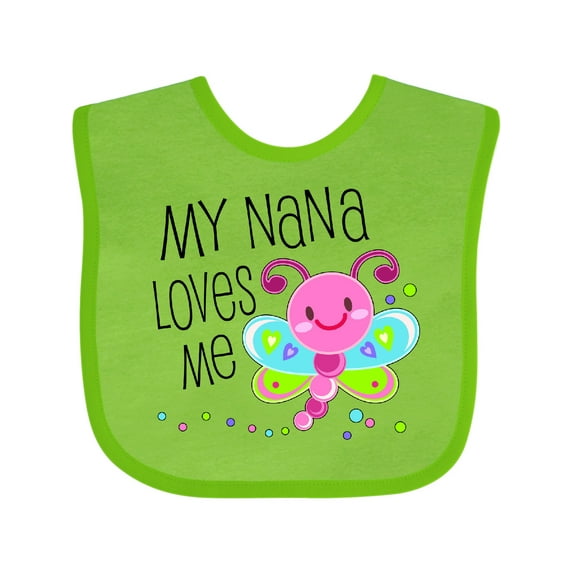 Inktastic My Nana Loves Me Cute Dragonfly Boys or Girls Baby Bib
