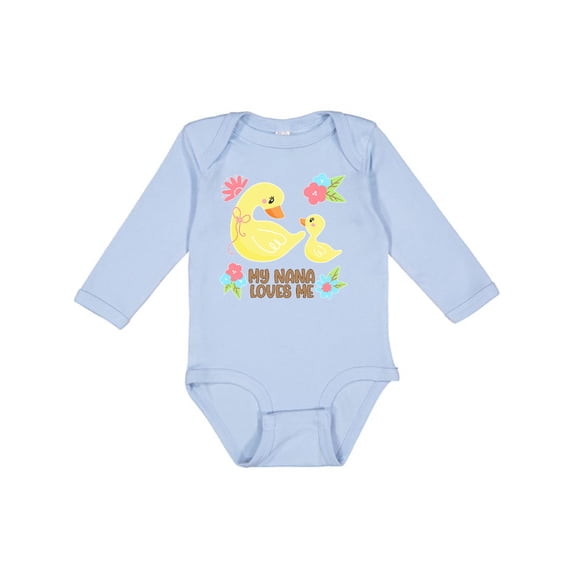 Inktastic My Nana Loves Me Cute Ducks Boys or Girls Long Sleeve Baby Bodysuit