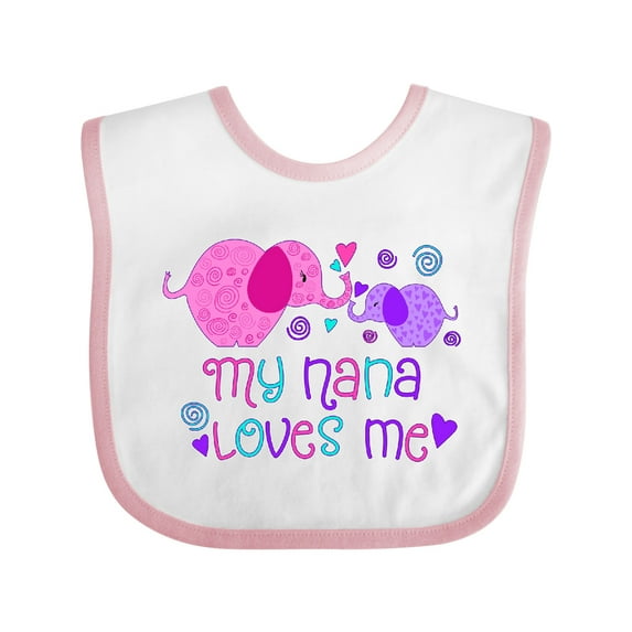 Inktastic My Nana Loves Me Cute Elephants Boys or Girls Baby Bib