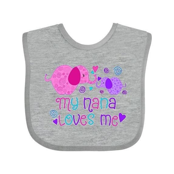 Inktastic My Nana Loves Me Cute Elephants Boys or Girls Baby Bib