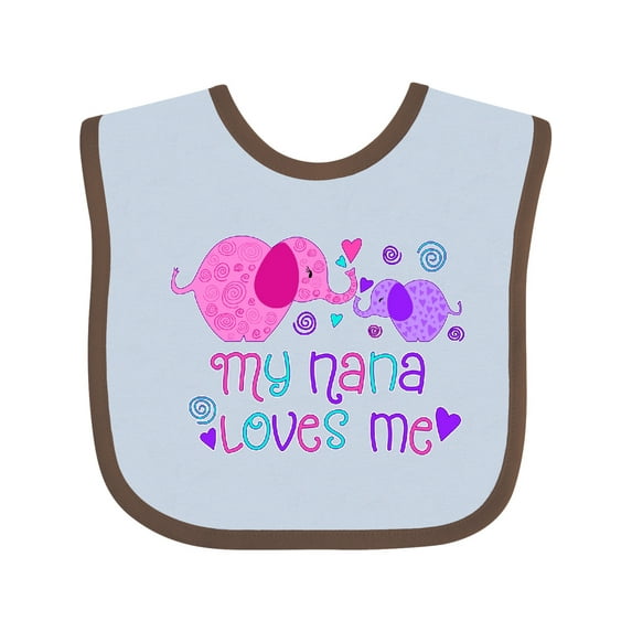 Inktastic My Nana Loves Me Cute Elephants Boys or Girls Baby Bib