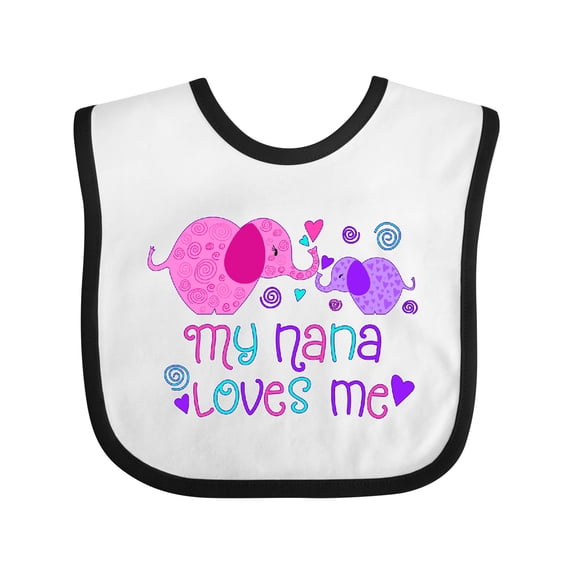 Inktastic My Nana Loves Me Cute Elephants Boys or Girls Baby Bib