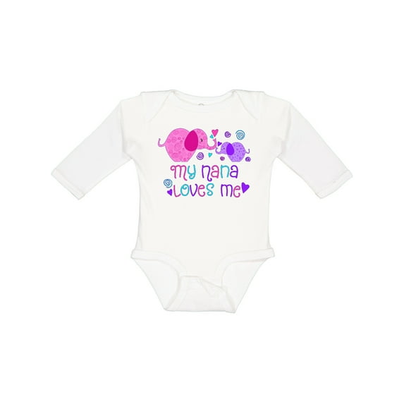 Inktastic My Nana Loves Me- Cute Elephants Boys or Girls Long Sleeve Baby Bodysuit