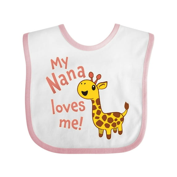 Inktastic My Nana Loves Me- Cute Giraffe Boys or Girls Baby Bib