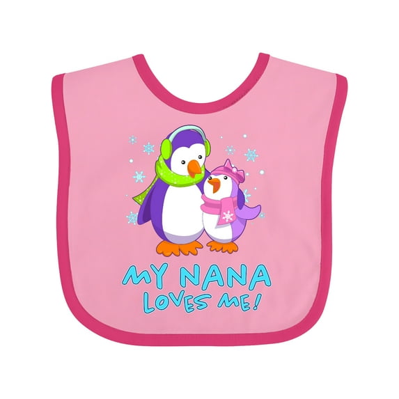 Inktastic My Nana Loves Me Cute Penguins Girls Baby Bib